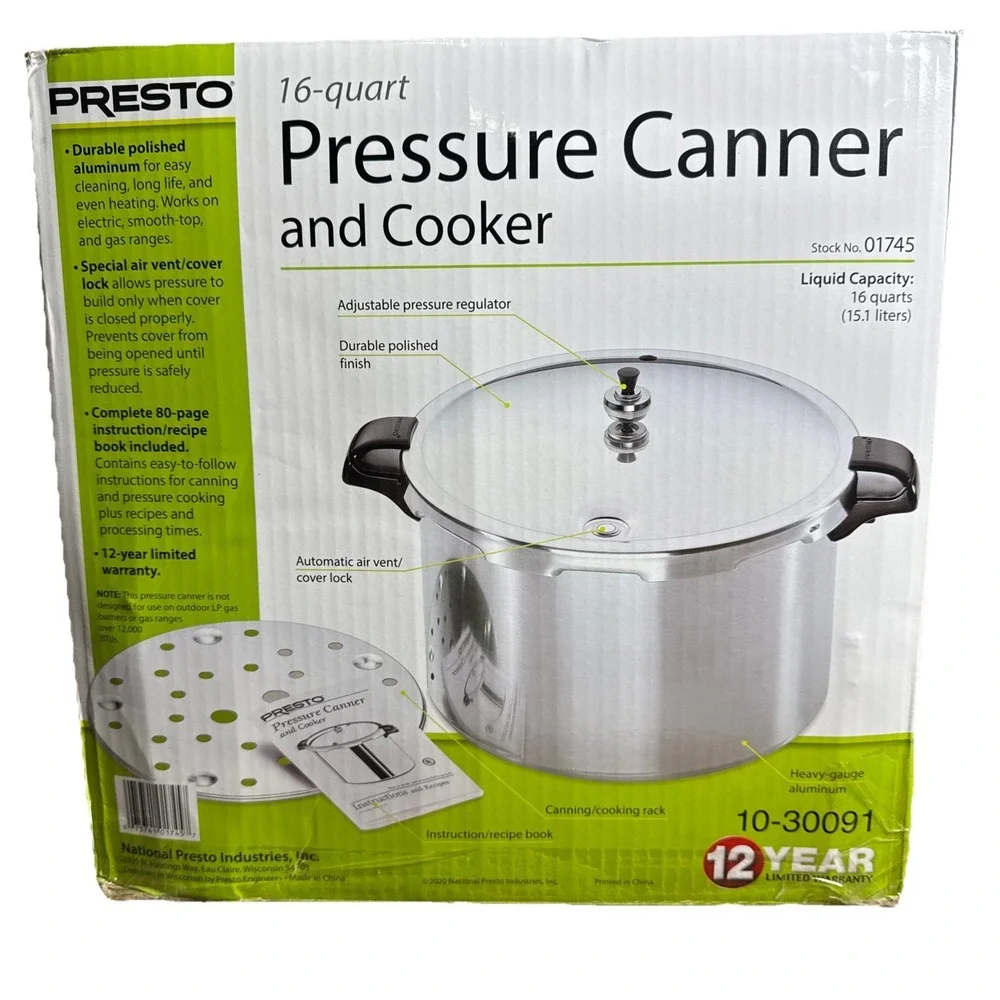 Presto 16-Quart Pressure Canner and Cooker 01745 Aluminum NEW IN BOX!